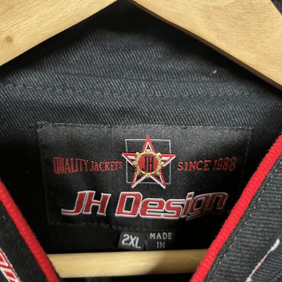 Jeff Hamilton NASCAR Jacket Mens 2XL XXL Black 24 Jeff Gordon Flames VINTAGE - Picture 5 of 15